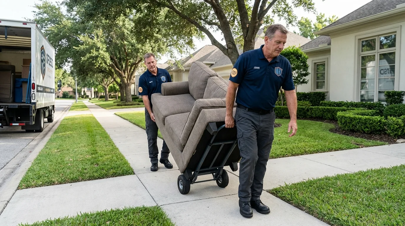Local residential moving crew loading furniture in Mesilla, NM